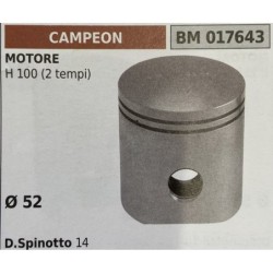 BRUMAR PISTONE COMPLETO CAMPEON MOTORE H 100 (2 tempi)  Ø 52 DSpinotto 14  RO