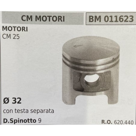 BRUMAR PISTONE COMPLETO CM MOTORI MOTORI CM 25  Ø 32 con testa separata DSpinotto 9  RO 620440