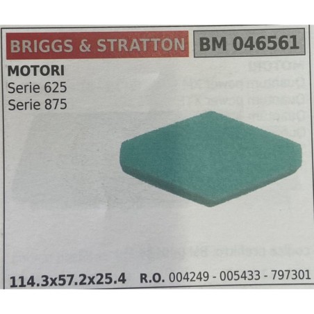 BRUMAR FILTRO BRIGGS & STRATTON  MOTORI Serie 625 Serie 875  1143x572x254 RO 004249  005433  797301
