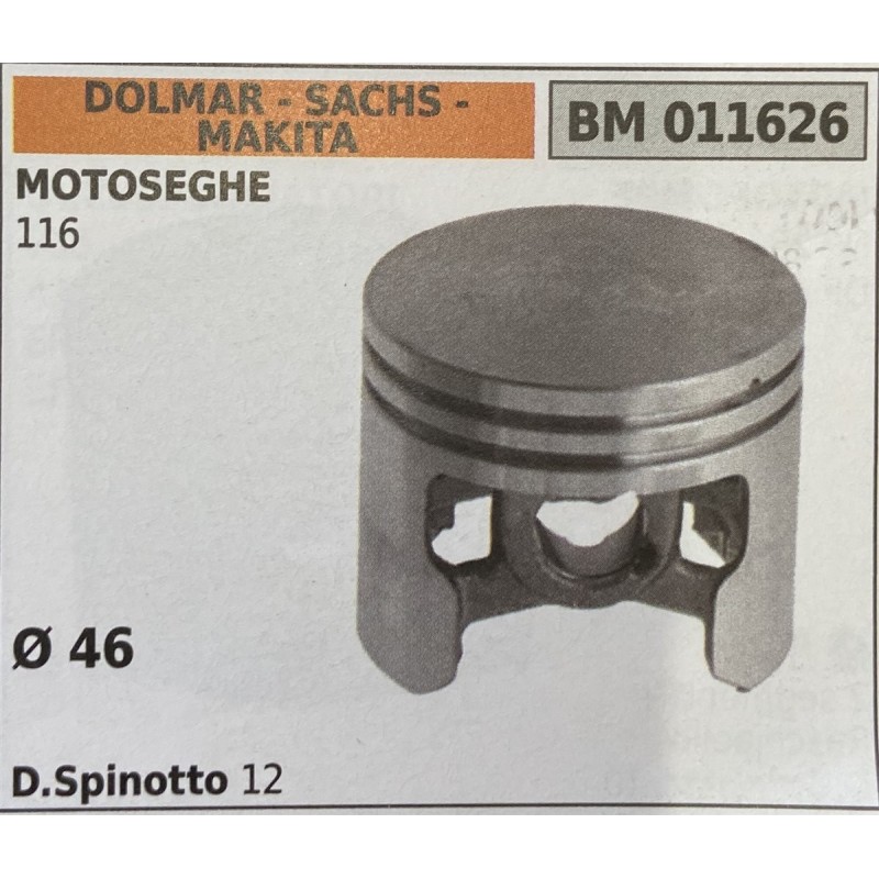 BRUMAR PISTONE COMPLETO DOLMAR  SACHS  MAKITA MOTOSEGHE 116  Ø 46 DSpinotto 12  RO