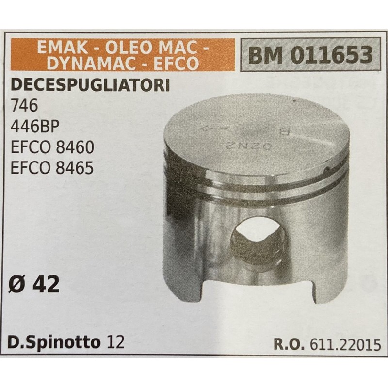 BRUMAR PISTONE COMPLETO EMAK  OLEO MAC  DYNAMAC  EFCO DECESPUGLIATORI 746 446BP EFCO 8460 EFCO 8465  Ø 42 DSpinotto 12  RO 6112