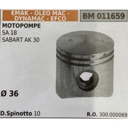 BRUMAR PISTONE COMPLETO EMAK  OLEO MAC  DYNAMAC  EFCO MOTOPOMPE SA 18 SABART AK 30  Ø 36 DSpinotto 10  RO 300000069