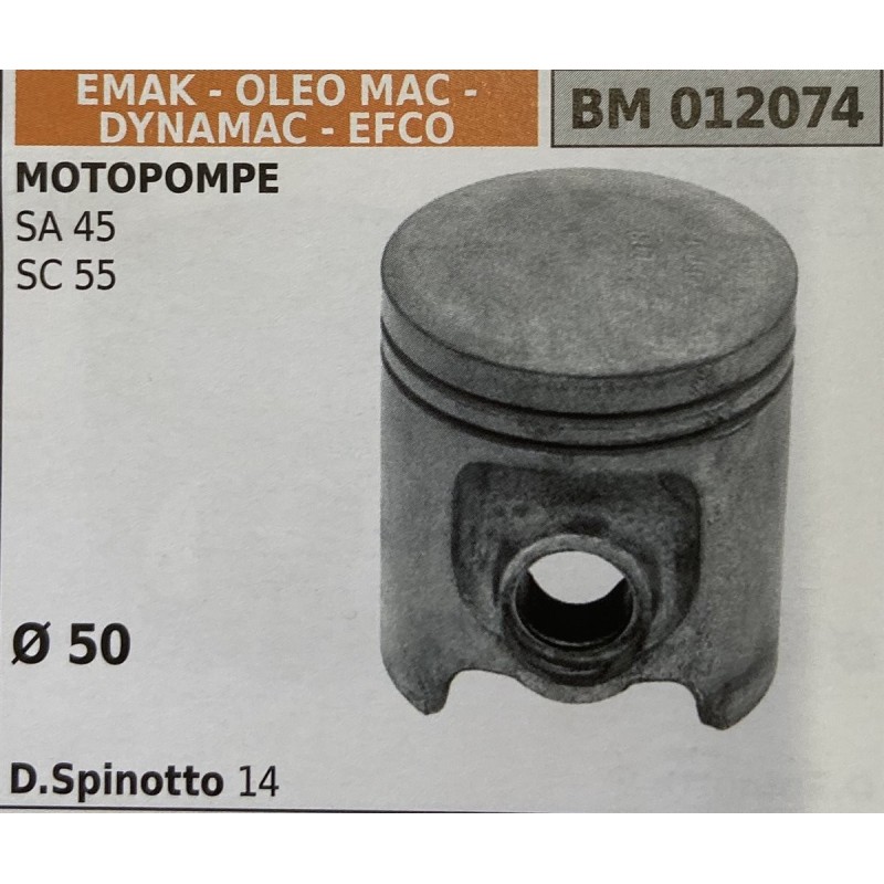 BRUMAR PISTONE COMPLETO EMAK  OLEO MAC  DYNAMAC  EFCO MOTOPOMPE SA 45 SC 55  Ø 50 DSpinotto 14  RO