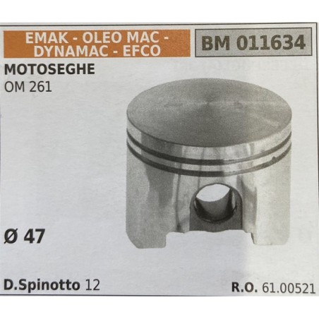 BRUMAR PISTONE COMPLETO EMAK  OLEO MAC  DYNAMAC  EFCO MOTOSEGHE OM 261  Ø 47 DSpinotto 12  RO 6100521