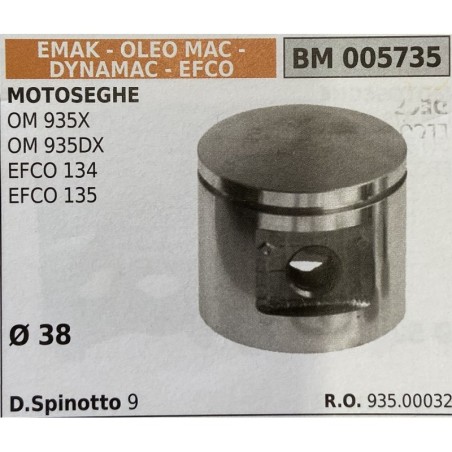 BRUMAR PISTONE COMPLETO EMAK  OLEO MAC  DYNAMAC  EFCO MOTOSEGHE OM 935X OM 935DX EFCO 134 EFCO 135  Ø 38 DSpinotto 9  RO 935000