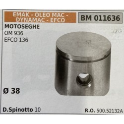 BRUMAR PISTONE COMPLETO EMAK  OLEO MAC  DYNAMAC  EFCO MOTOSEGHE OM 936 EFCO 136  Ø 38 DSpinotto 10  RO 50052132A