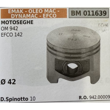BRUMAR PISTONE COMPLETO EMAK  OLEO MAC  DYNAMAC  EFCO MOTOSEGHE OM 942 EFCO 142  Ø 42 DSpinotto 10  RO 94200009