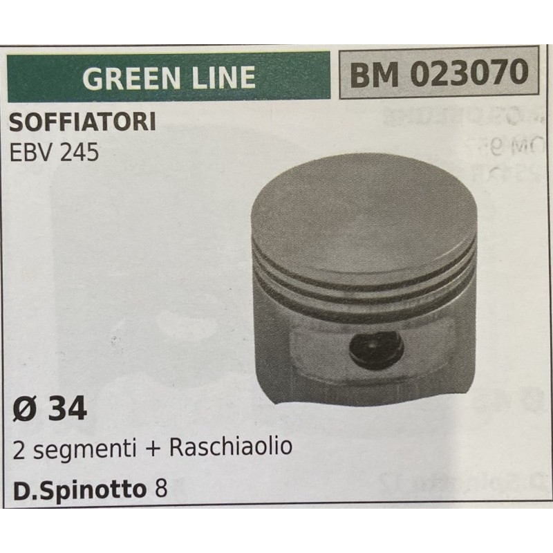 BRUMAR PISTONE COMPLETO GREEN LINE SOFFIATORI EBV 245  Ø 34 2 segmenti + raschiaolio D Spinotto 8  RO