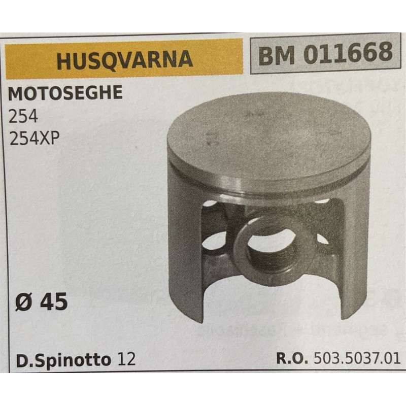 BRUMAR PISTONE COMPLETO HUSQVARNA MOTOSEGHE 254 254XP  Ø 45 D Spinotto 12  RO 503503701