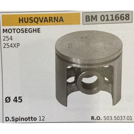 BRUMAR PISTONE COMPLETO HUSQVARNA MOTOSEGHE 254 254XP  Ø 45 D Spinotto 12  RO 503503701