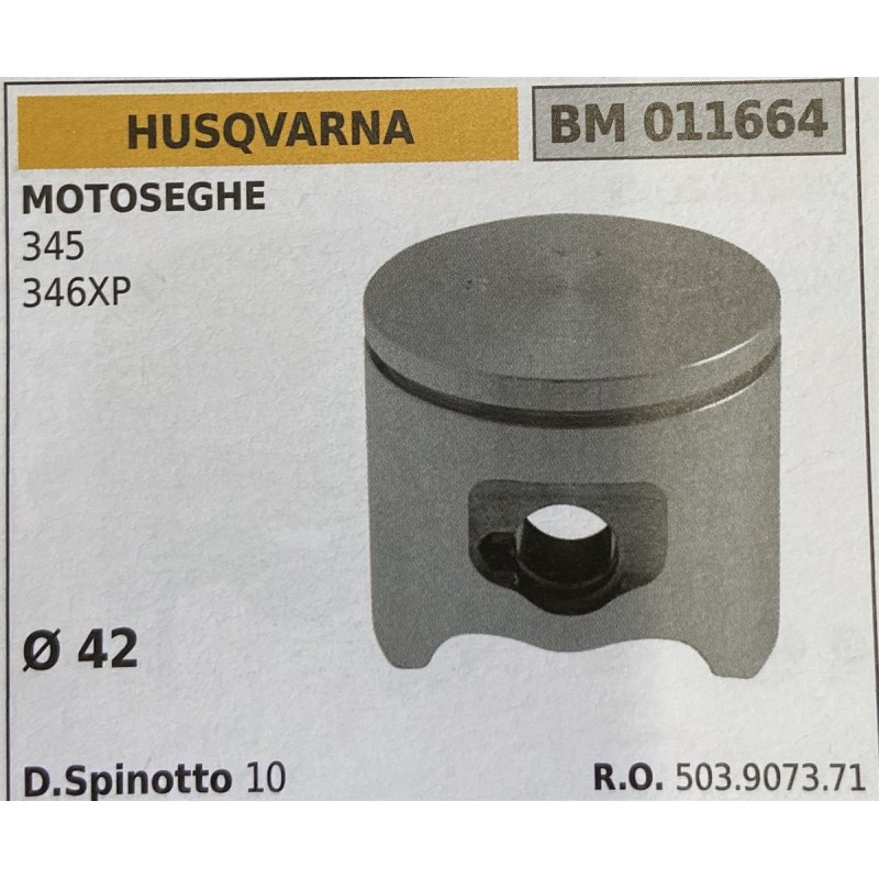 BRUMAR PISTONE COMPLETO HUSQVARNA MOTOSEGHE 345 346XP  Ø 42 D Spinotto 10  RO 503907371