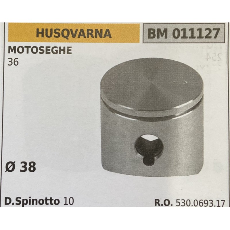 BRUMAR PISTONE COMPLETO HUSQVARNA MOTOSEGHE 36  Ø 38 D Spinotto 10  RO 530069317