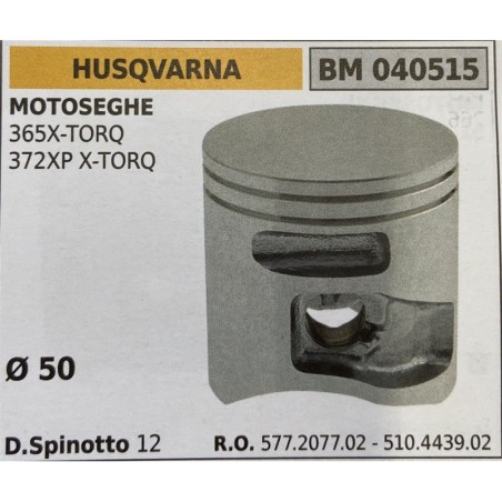 BRUMAR PISTONE COMPLETO HUSQVARNA MOTOSEGHE 365XTORQ 372XP XTORQ  Ø 50 D Spinotto 12  RO 577207702  510443902