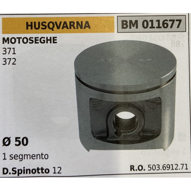 BRUMAR PISTONE COMPLETO HUSQVARNA MOTOSEGHE 371 372  Ø 50 1 segmento D Spinotto 12  RO 503691271