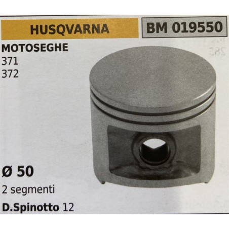 BRUMAR PISTONE COMPLETO HUSQVARNA MOTOSEGHE 371 372  Ø 50 2 segmenti D Spinotto 12  RO