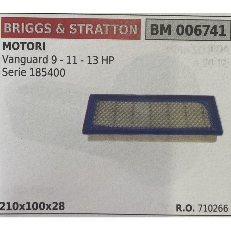 BRUMAR FILTRO BRIGGS & STRATTON  MOTORI Vanguard 9  11  13 HP Serie 185400  210x100x28 RO 710266