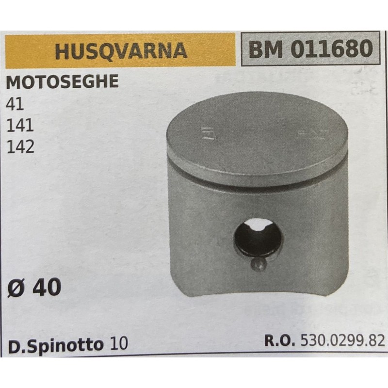 BRUMAR PISTONE COMPLETO HUSQVARNA MOTOSEGHE 41 141 142  Ø 40 D Spinotto 10  RO 530029982