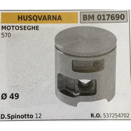 BRUMAR PISTONE COMPLETO HUSQVARNA MOTOSEGHE 570  Ø 49 D Spinotto 12  RO 537254702