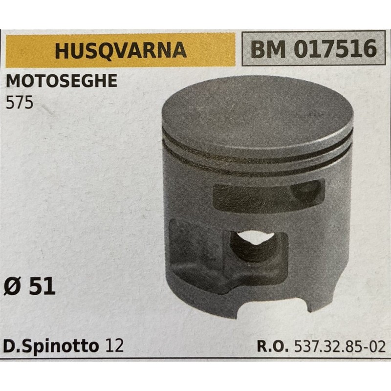 BRUMAR PISTONE COMPLETO HUSQVARNA MOTOSEGHE 575  Ø 51 D Spinotto 12  RO 537328502