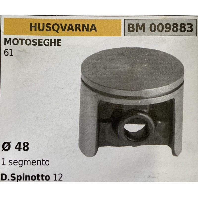 BRUMAR PISTONE COMPLETO HUSQVARNA MOTOSEGHE 61  Ø 48 1 segmento D Spinotto 12  RO