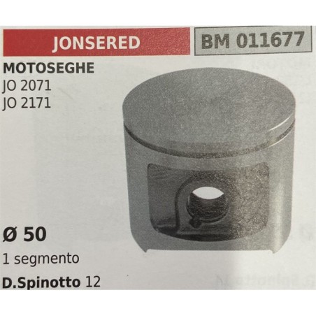 BRUMAR PISTONE COMPLETO JONSERED MOTOSEGHE JO 2071 JO 2171  Ø 50 1 segmento D Spinotto 12  RO
