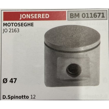 BRUMAR PISTONE COMPLETO JONSERED MOTOSEGHE JO 2163  Ø 47 D Spinotto 12  RO