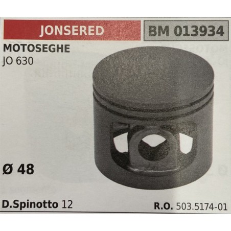 BRUMAR PISTONE COMPLETO JONSERED MOTOSEGHE JO 630  Ø 48 D Spinotto 12  RO 503517401