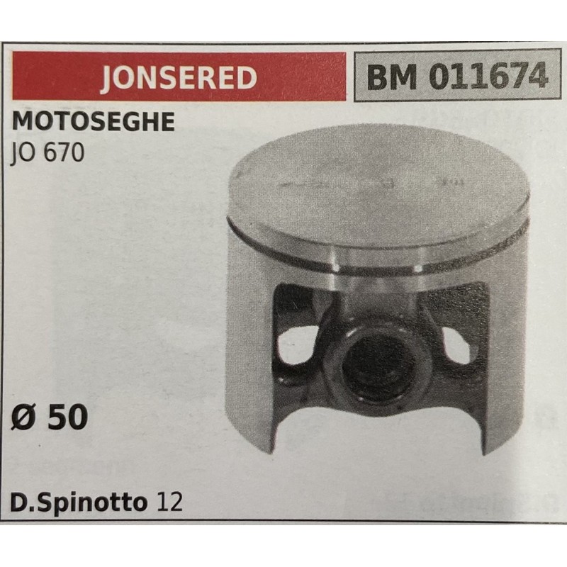 BRUMAR PISTONE COMPLETO JONSERED MOTOSEGHE JO 670  Ø 50 D Spinotto 12  RO