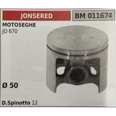 BRUMAR PISTONE COMPLETO JONSERED MOTOSEGHE JO 670  Ø 50 D Spinotto 12  RO