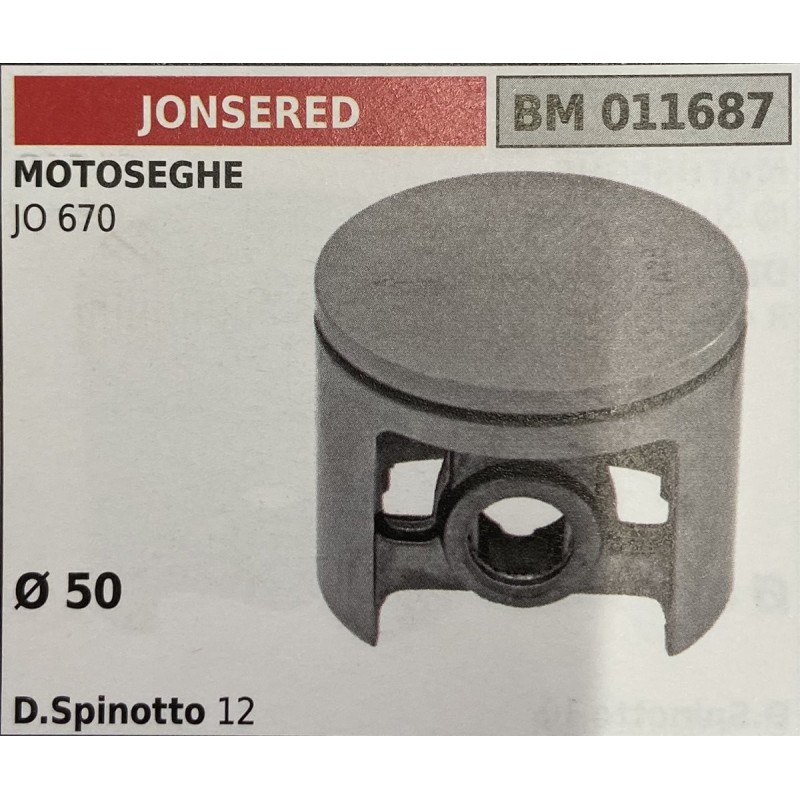 BRUMAR PISTONE COMPLETO JONSERED MOTOSEGHE JO 670  Ø 50 D Spinotto 12  RO