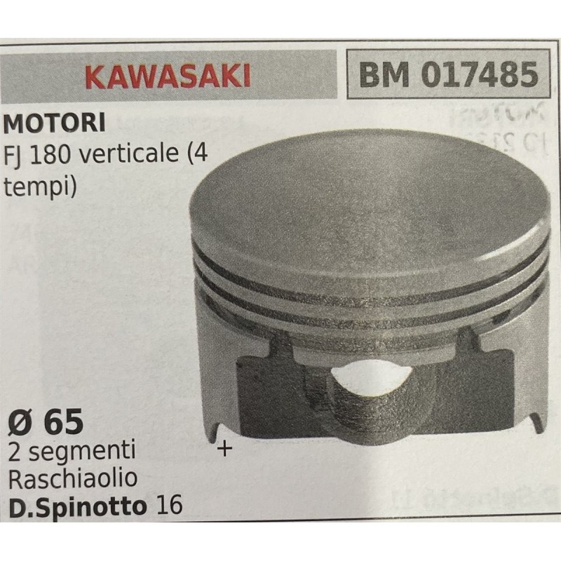 BRUMAR PISTONE COMPLETO KAWASAKI MOTORI FJ 180 verticale (4 tempi)  Ø 65 2 segmenti + raschiaolio D Spinotto 16  RO