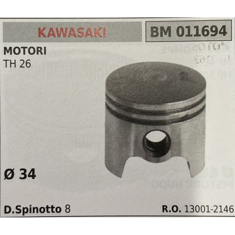BRUMAR PISTONE COMPLETO KAWASAKI MOTORI TH 26  Ø 34 D Spinotto 8  RO 130012146