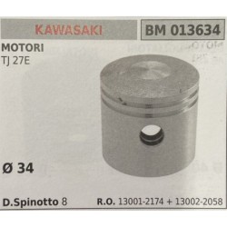 BRUMAR PISTONE COMPLETO KAWASAKI MOTORI TJ 27E  Ø 34 D Spinotto 8  RO 130012174 + 130022058