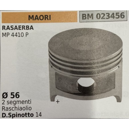 BRUMAR PISTONE COMPLETO MAORI RASAERBA MP 4410 P  Ø 56 2 segmenti + raschiaolio D Spinotto 14  RO