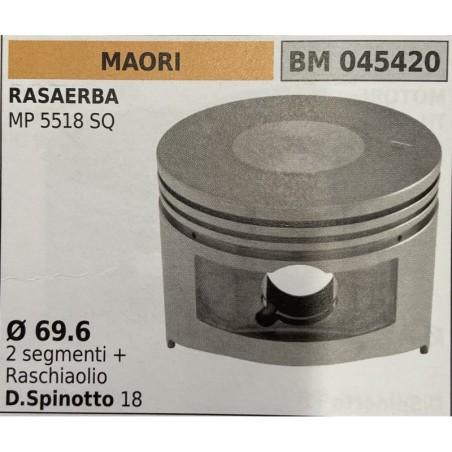 BRUMAR PISTONE COMPLETO MAORI RASAERBA MP 5518 SQ  Ø 696 2 segmenti + raschiaolio D Spinotto 18  RO