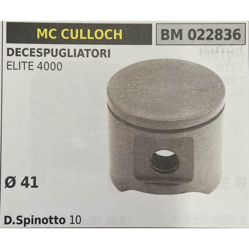 BRUMAR PISTONE COMPLETO MC CULLOCH DECESPUGLIATORI ELITE 4000  Ø 41 D Spinotto 10  RO
