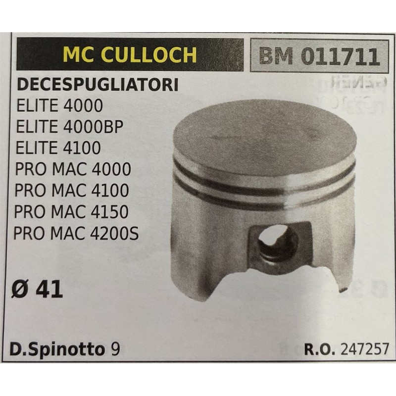 BRUMAR PISTONE COMPLETO MC CULLOCH DECESPUGLIATORI ELITE 4000 ELITE 4000BP ELITE 4100 PRO MAC 4000 PRO MAC 4100 PRO MAC 4150 PR