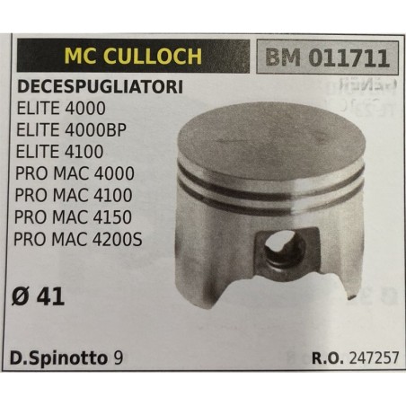 BRUMAR PISTONE COMPLETO MC CULLOCH DECESPUGLIATORI ELITE 4000 ELITE 4000BP ELITE 4100 PRO MAC 4000 PRO MAC 4100 PRO MAC 4150 PR