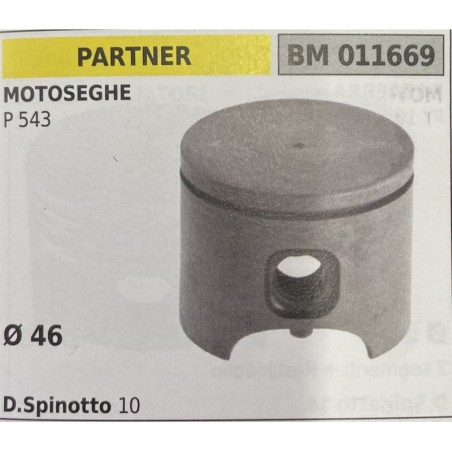 BRUMAR PISTONE COMPLETO PARTNER MOTOSEGHE P 543  Ø 46  D Spinotto 10  RO