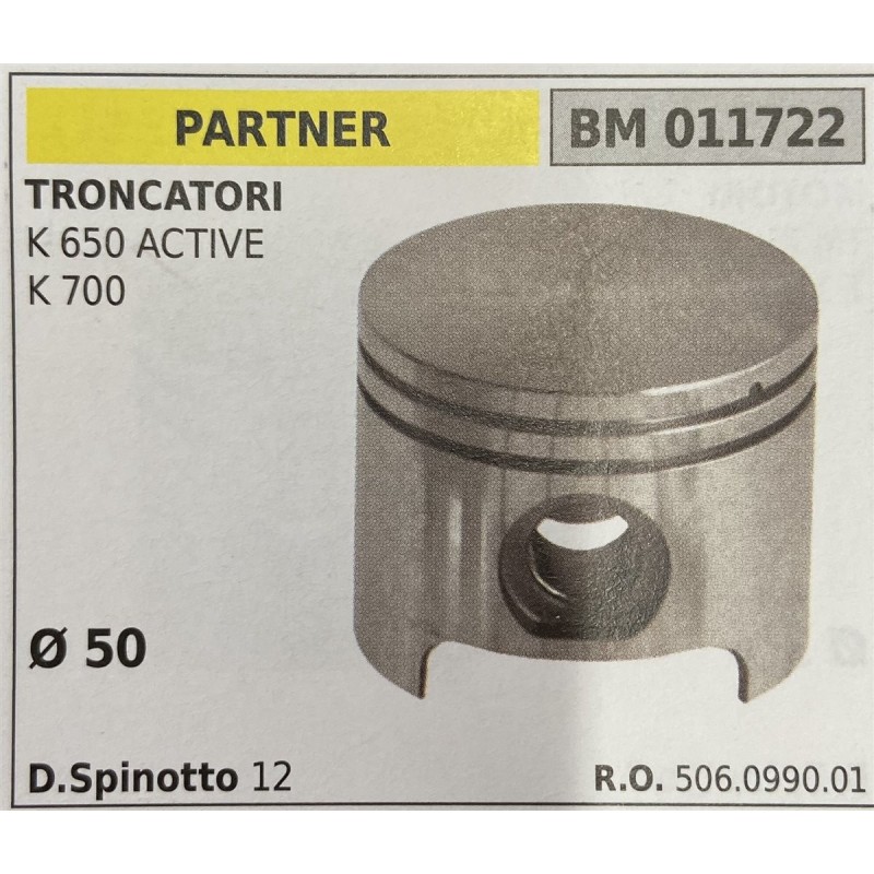 BRUMAR PISTONE COMPLETO PARTNER TRONCATORI K 650 ACTIVE K 700  Ø 50  D Spinotto 12  RO 506099001