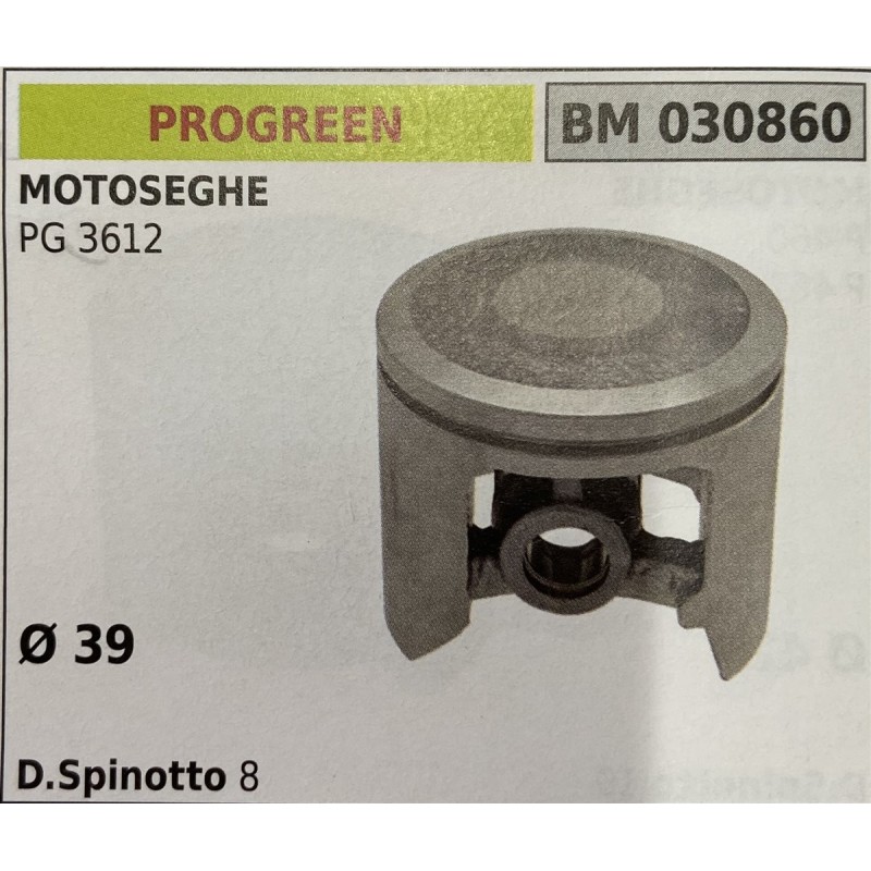 BRUMAR PISTONE COMPLETO PROGREEN MOTOSEGHE PG 3612  Ø 39 D Spinotto 8  RO