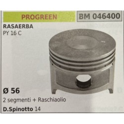 BRUMAR PISTONE COMPLETO PROGREEN RASAERBA PY 16 C  Ø 56 2 segmenti + raschiaolio D Spinotto 14  RO