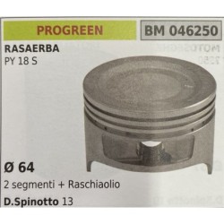 BRUMAR PISTONE COMPLETO PROGREEN RASAERBA PY 18 C  Ø 64 2 segmenti + raschiaolio D Spinotto 13  RO