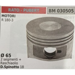 BRUMAR PISTONE COMPLETO RATO  PUBERT MOTORI R 1803  Ø 65 2 segmenti + raschiaolio D Spinotto 18  RO