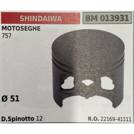 BRUMAR PISTONE COMPLETO SHINDAIWA MOTOSEGHE 757  Ø 51 D Spinotto 12  RO 2216941111