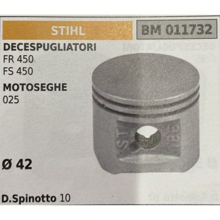 BRUMAR PISTONE COMPLETO STIHL DECESPUGLIATORI FR 450 FS 450 MOTOSEGHE 025   Ø 42 D Spinotto 10  RO