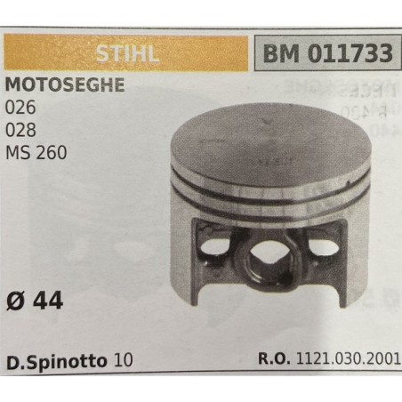 BRUMAR PISTONE COMPLETO STIHL MOTOSEGHE 026 028 MS 260  Ø 44 D Spinotto 10  RO 11210302001