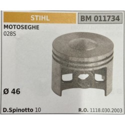 BRUMAR PISTONE COMPLETO STIHL MOTOSEGHE 028S  Ø 46 D Spinotto 10  RO 11180302003