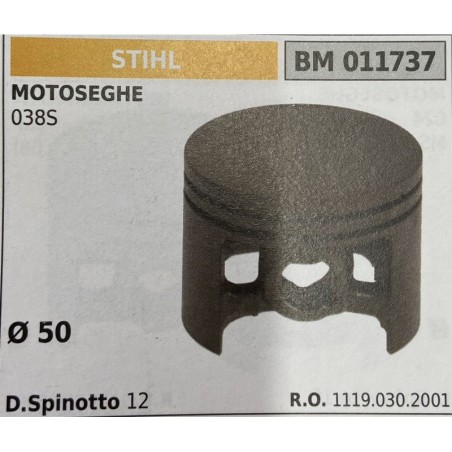 BRUMAR PISTONE COMPLETO STIHL MOTOSEGHE 038S  Ø 50 D Spinotto 12  RO 11190302001