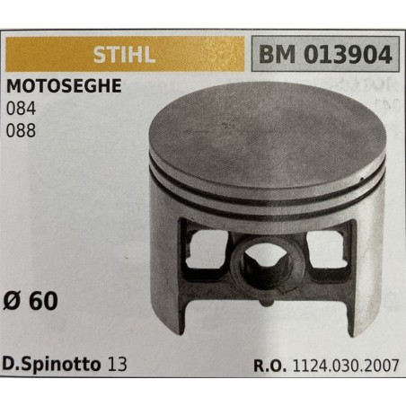 BRUMAR PISTONE COMPLETO STIHL MOTOSEGHE 084 088  Ø 60 D Spinotto 13 RO 11240302007